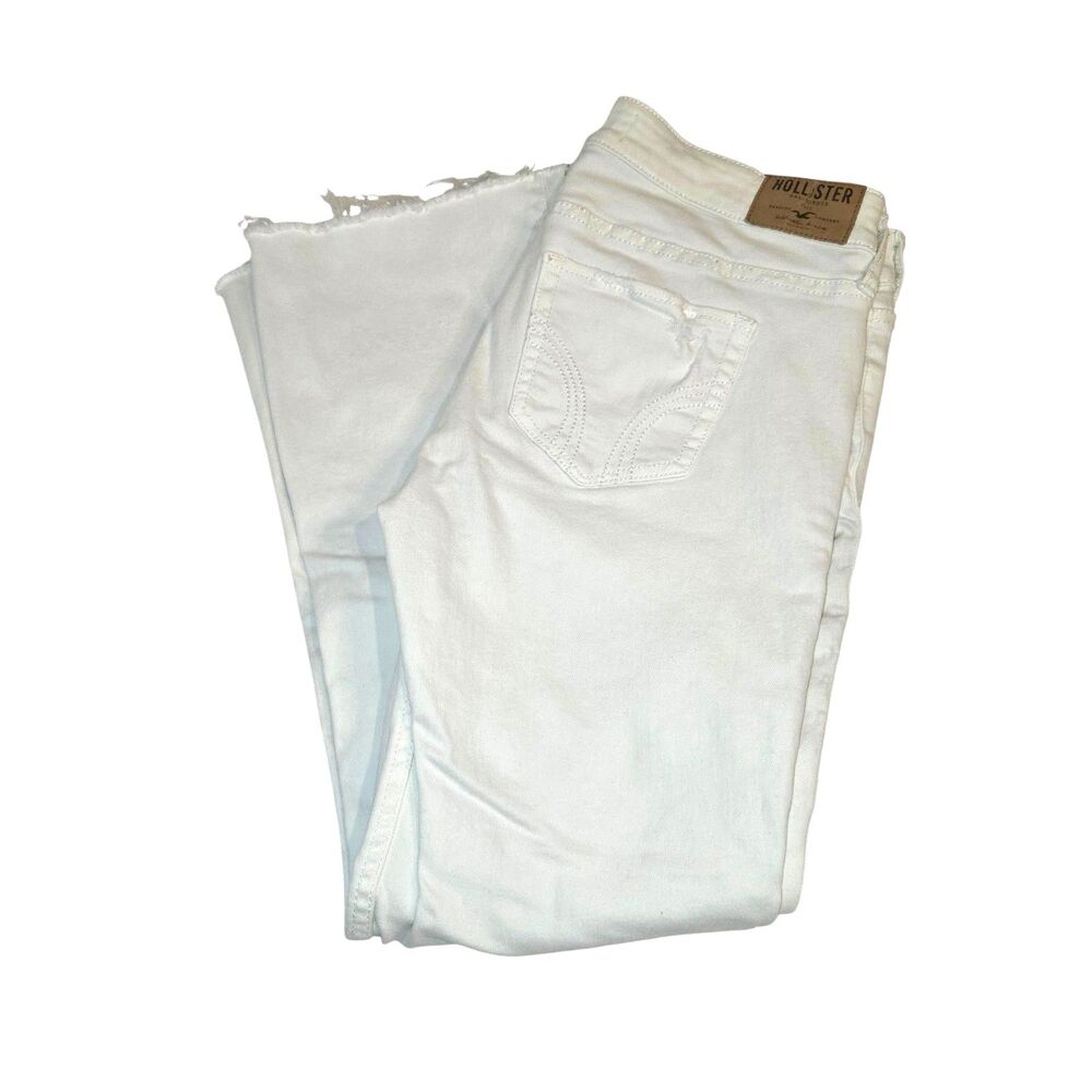Hollister Low-Rise Flare Cropped Jeans | Women's Size 5 | White Raw Hem